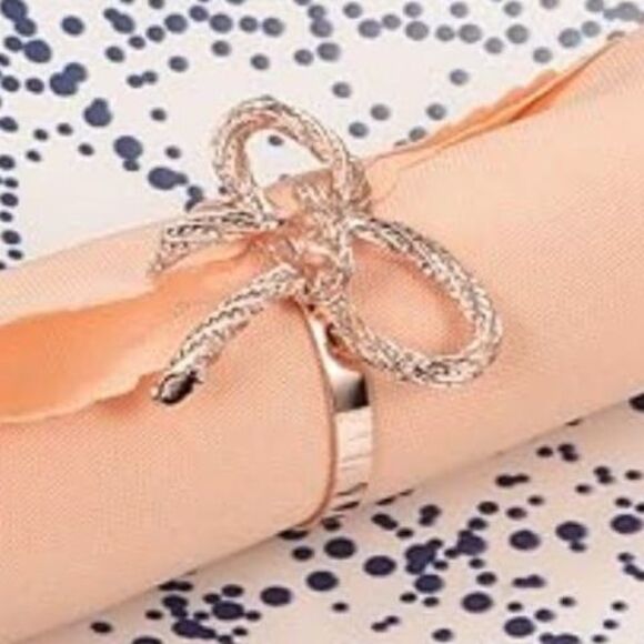 Bow-Knot Metal Napkin Rings, UXCELL, Gold Tone, NEW, Party Table Decor, Set of 6 - Picture 4 of 8